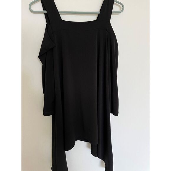 Chiara Sun Woo Women's Black Cold Shoulder, Asymmetric Tunic - Size M - Picture 2 of 3